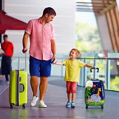 GYMAX Kids Carry On Luggage Set, 2PCS Rolling Suitcase (Giraffe)