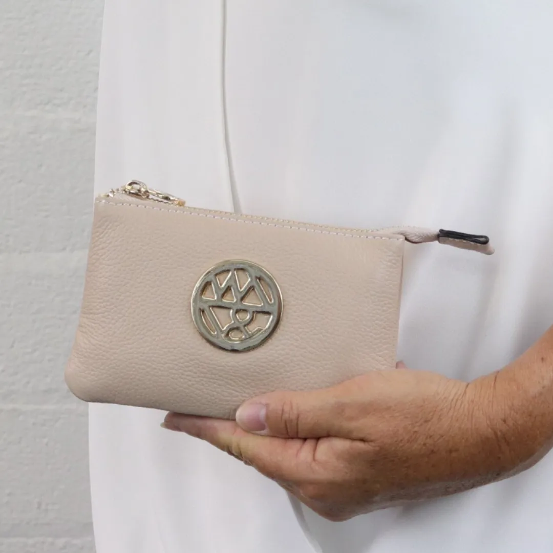 Harmony pebbled leather or printed suede pouch