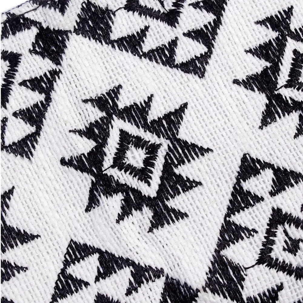 Hmong Embroidered Rectangle Wristlet (Black & White)