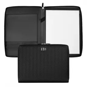 Hugo Boss Herringbone Black Conference Folder Zip A4 HTA106A
