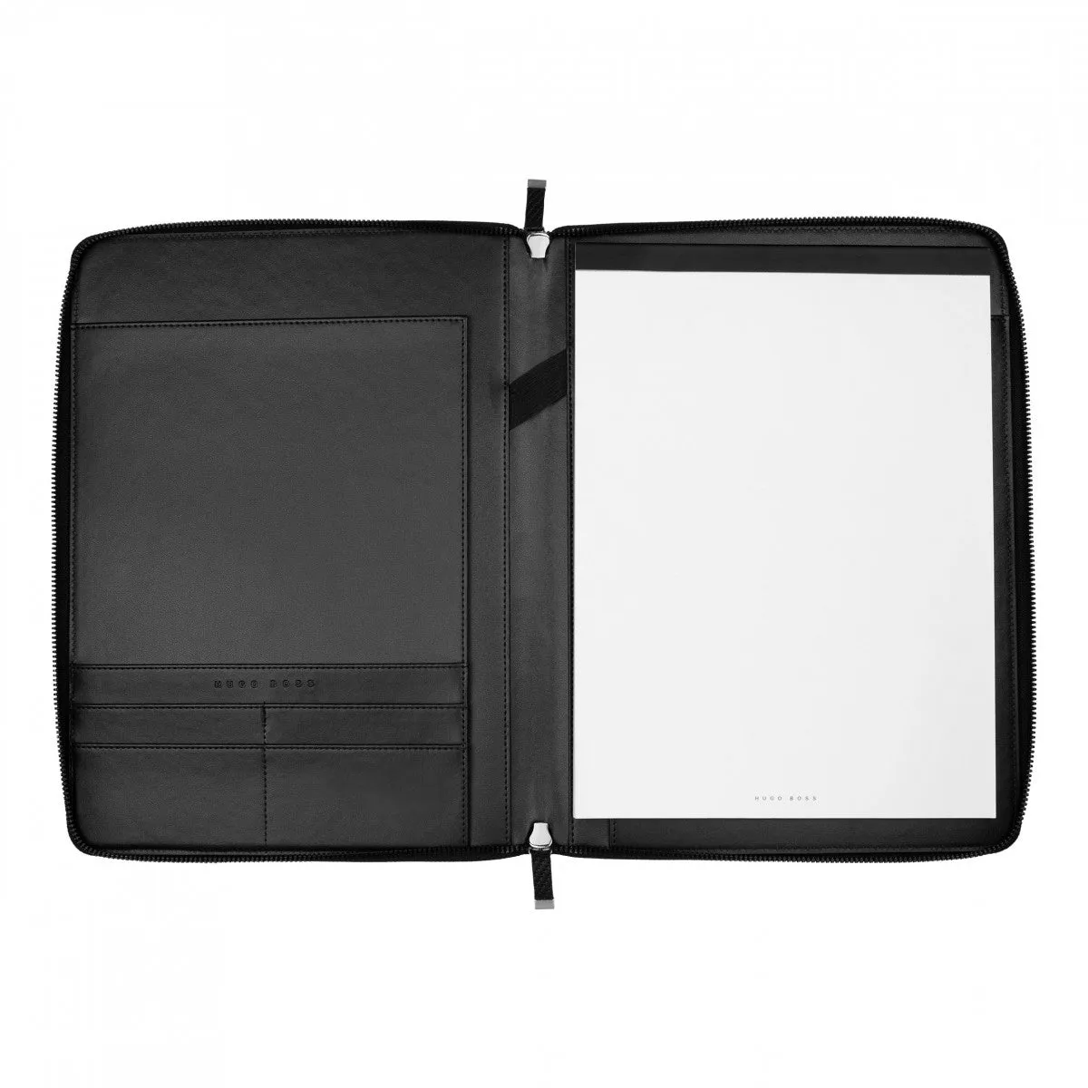 Hugo Boss Herringbone Black Conference Folder Zip A4 HTA106A