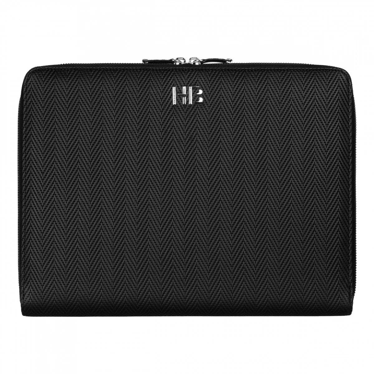 Hugo Boss Herringbone Black Conference Folder Zip A4 HTA106A