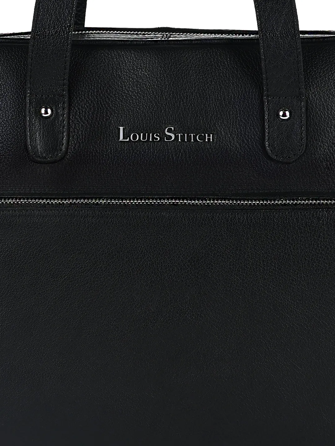 Italian Milled Leather Jet Black Slim Laptop Bag