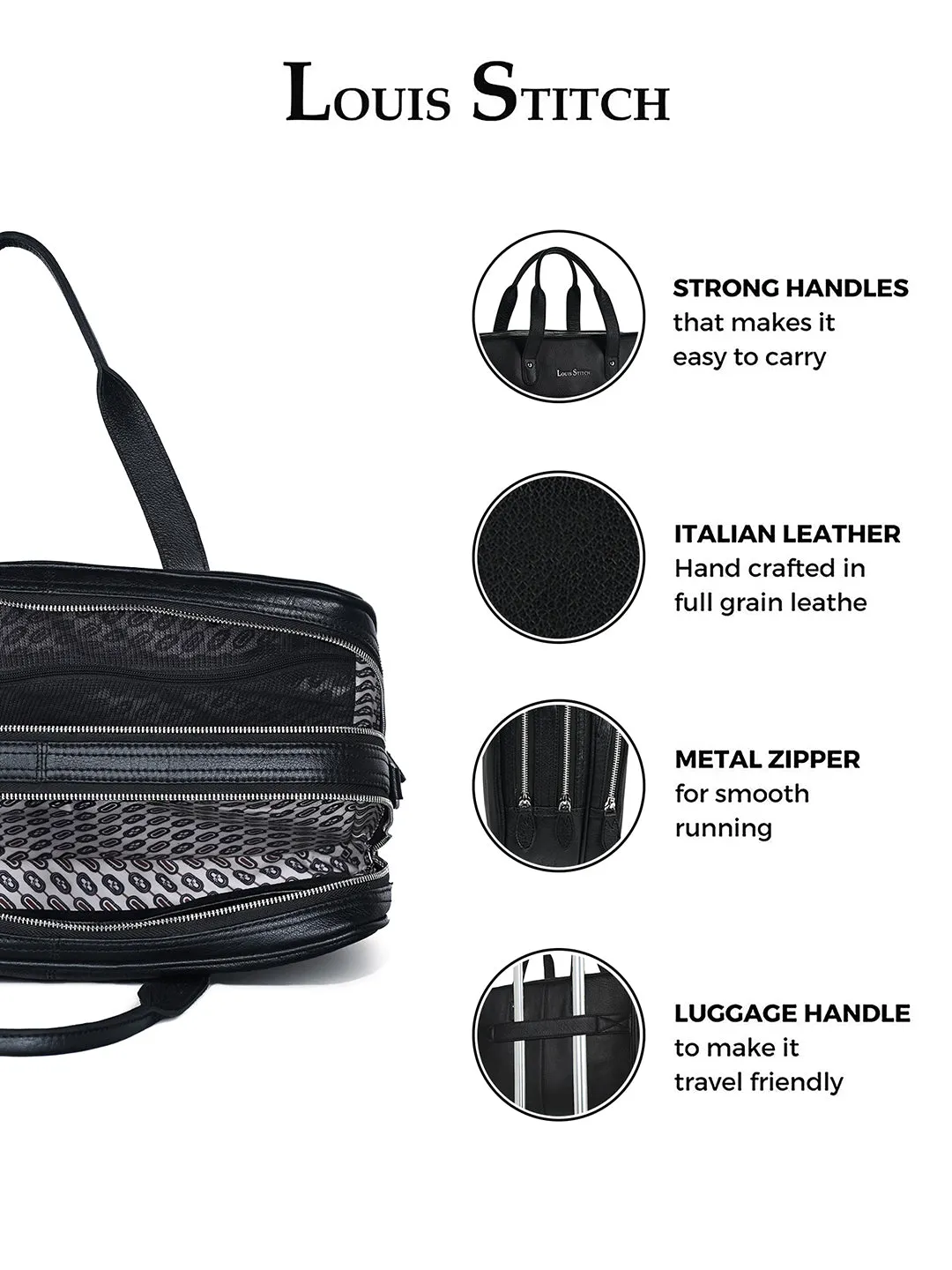 Italian Milled Leather Jet Black Slim Laptop Bag