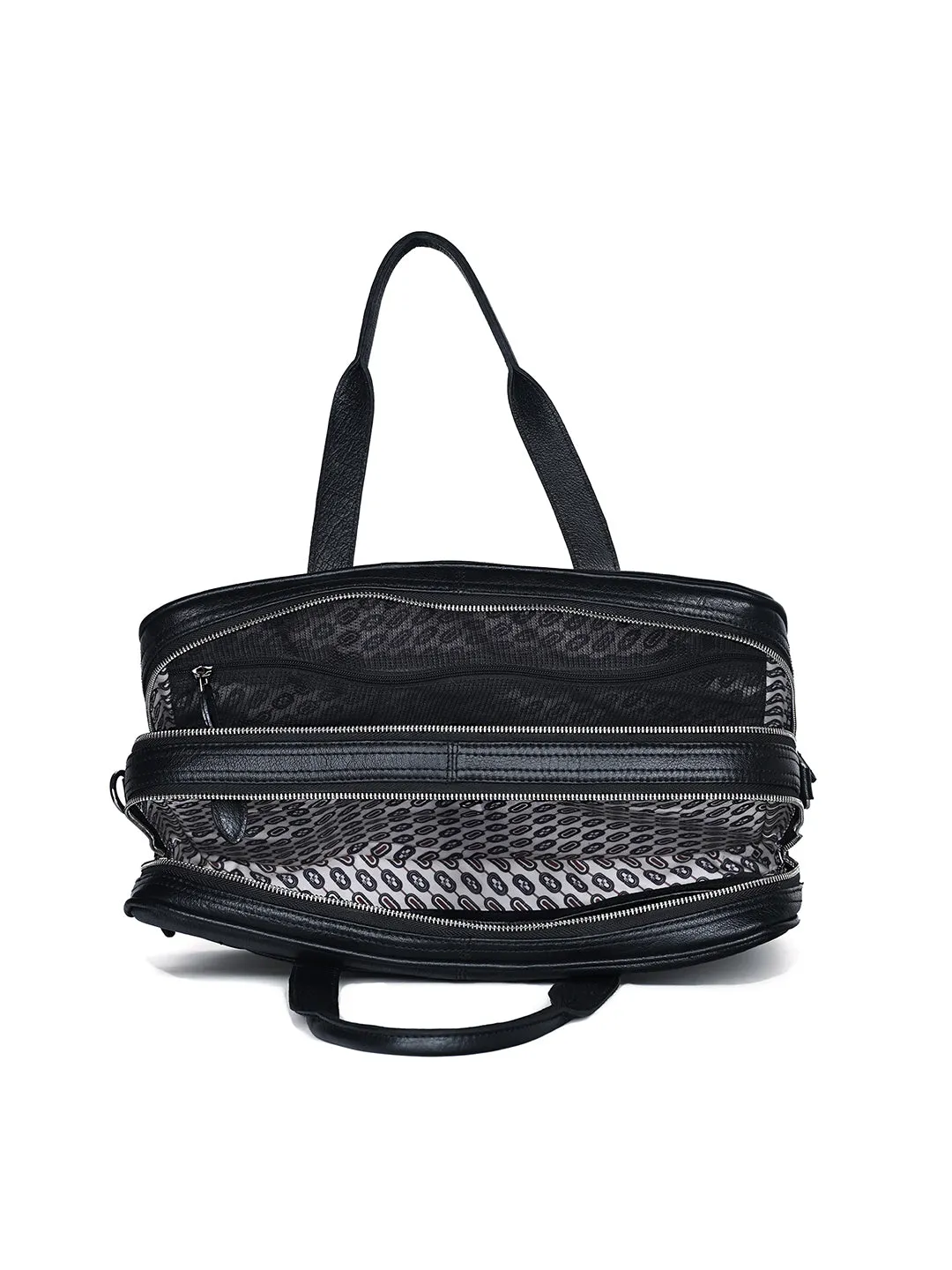 Italian Milled Leather Jet Black Slim Laptop Bag