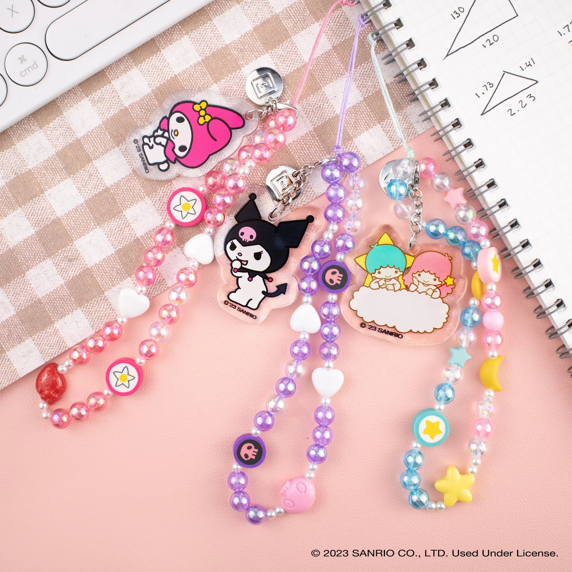 Kuromi Beaded Charm Mobile Phone Wrist Strap