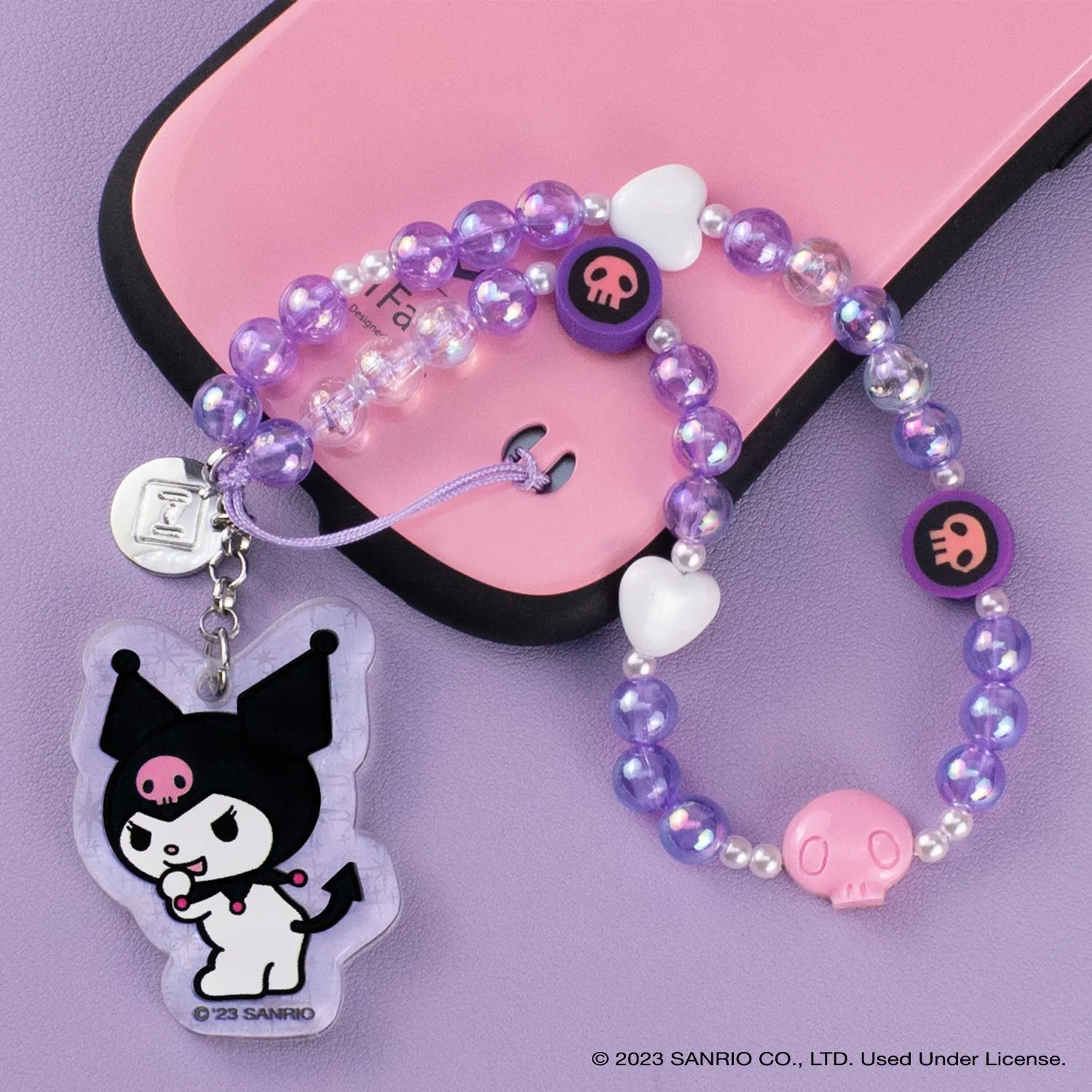 Kuromi Beaded Charm Mobile Phone Wrist Strap