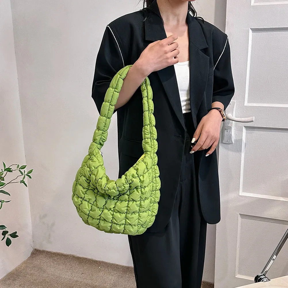 Lady Glams Quilted Padded Crossbody Bag - Stylish Designer Handbag for Women