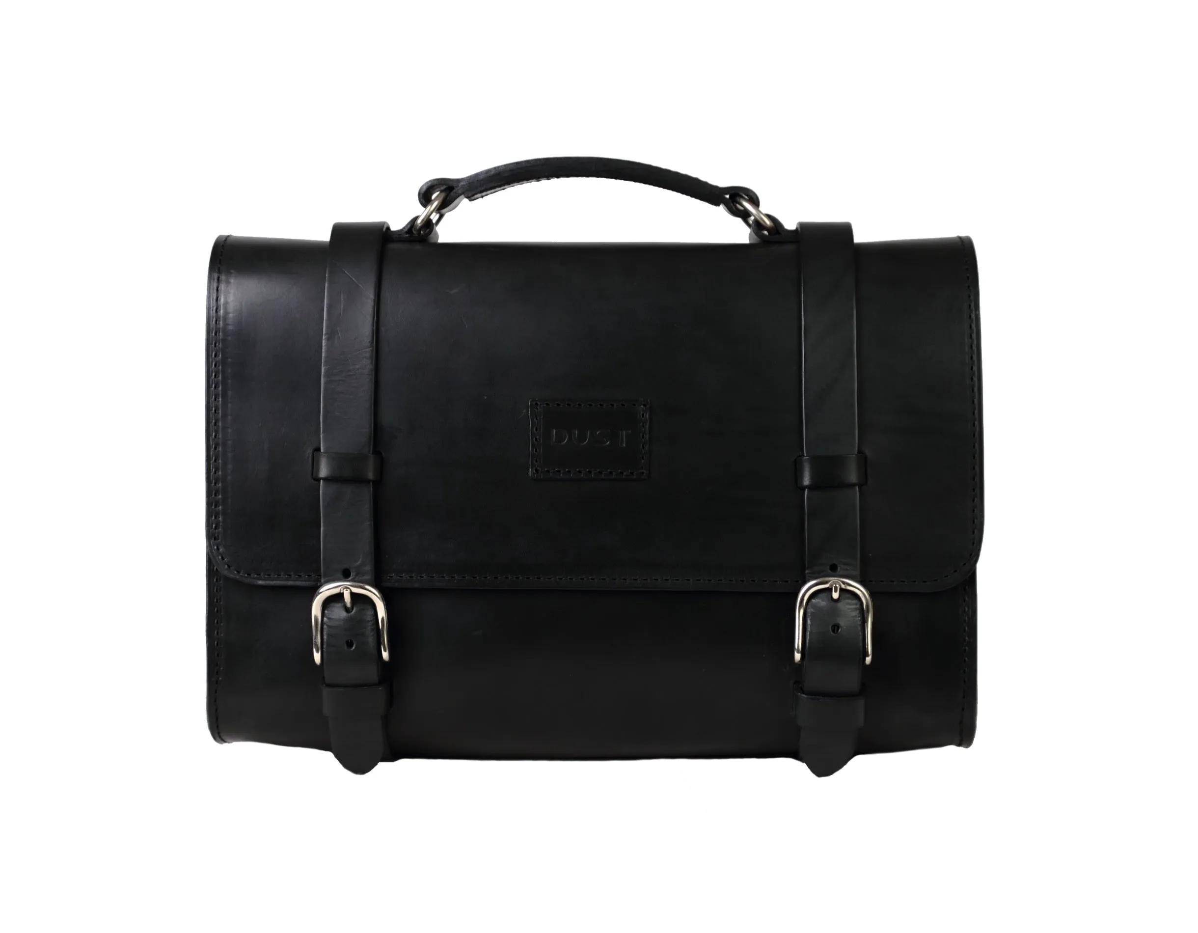 Leather Briefcase in Cuoio Black Mod 119