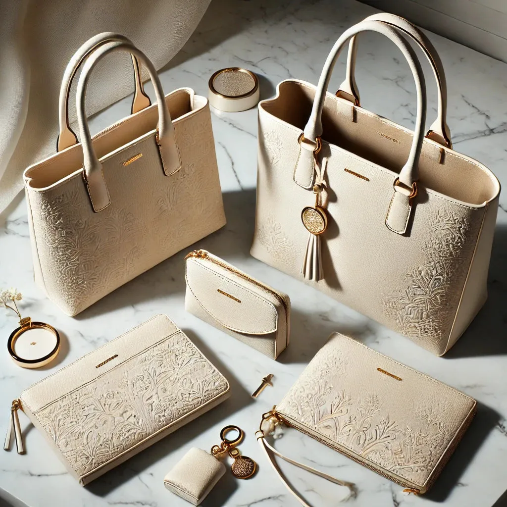 Luxury 4-Piece Embossed Vegan Leather Tote Set – Designer-Inspired Handbags