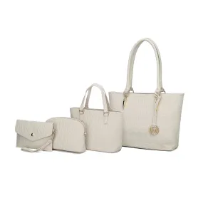 Luxury 4-Piece Embossed Vegan Leather Tote Set – Designer-Inspired Handbags