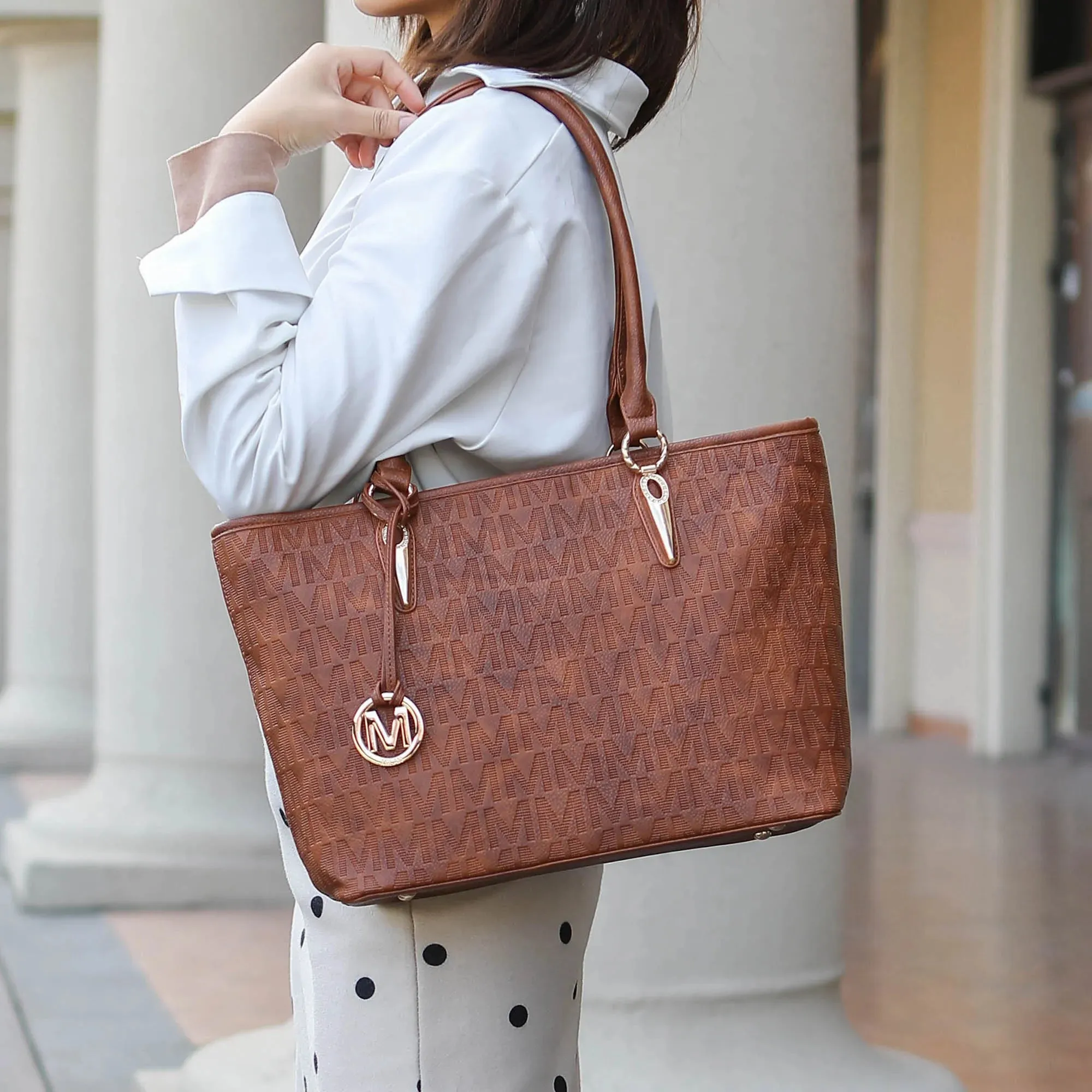 Luxury 4-Piece Embossed Vegan Leather Tote Set – Designer-Inspired Handbags