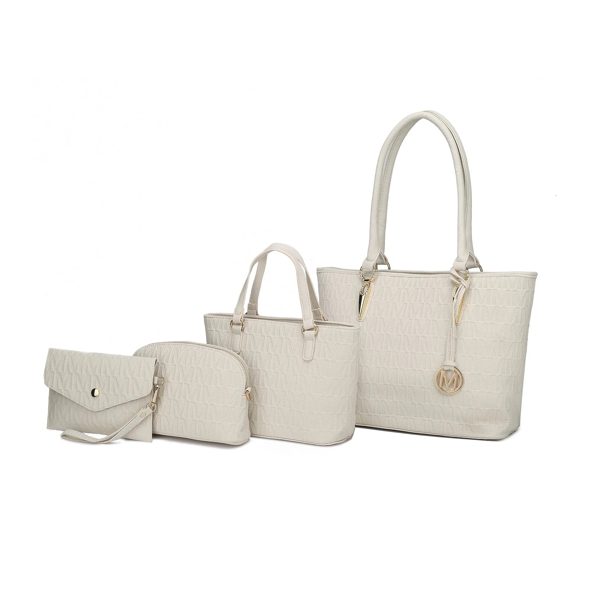 Luxury 4-Piece Embossed Vegan Leather Tote Set – Designer-Inspired Handbags