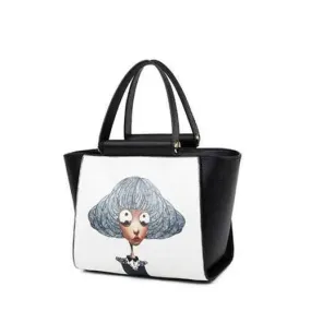 Metal Characters Printed Colour Block Tote Bag - Black