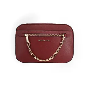Michael Kors Jet Set EW Dark Cherry Zip Chain Crossbody