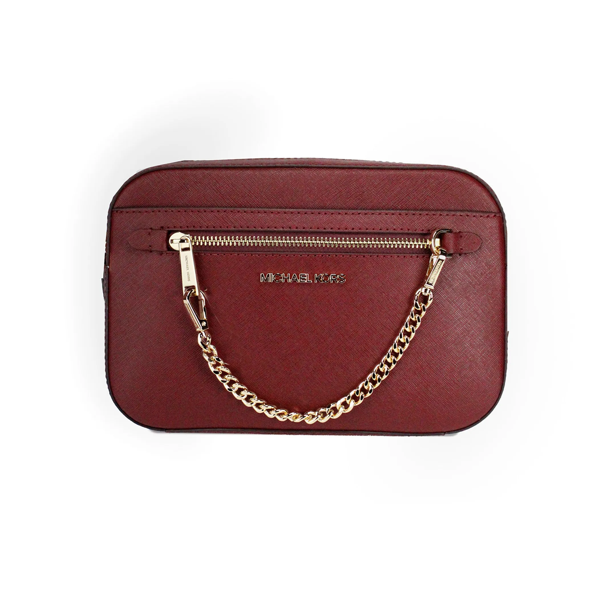 Michael Kors Jet Set EW Dark Cherry Zip Chain Crossbody