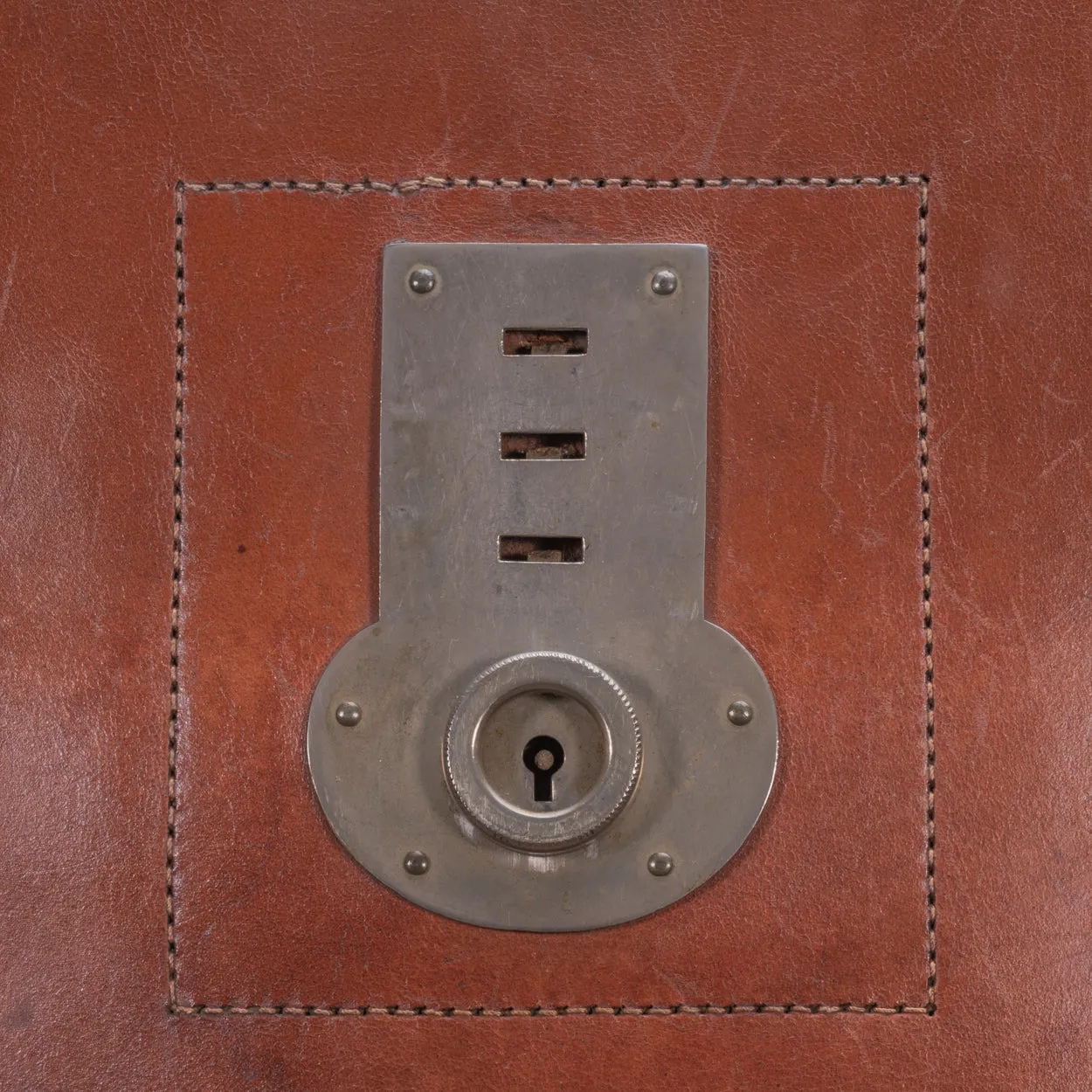Mid Tan Flap-Over Leather Briefcase