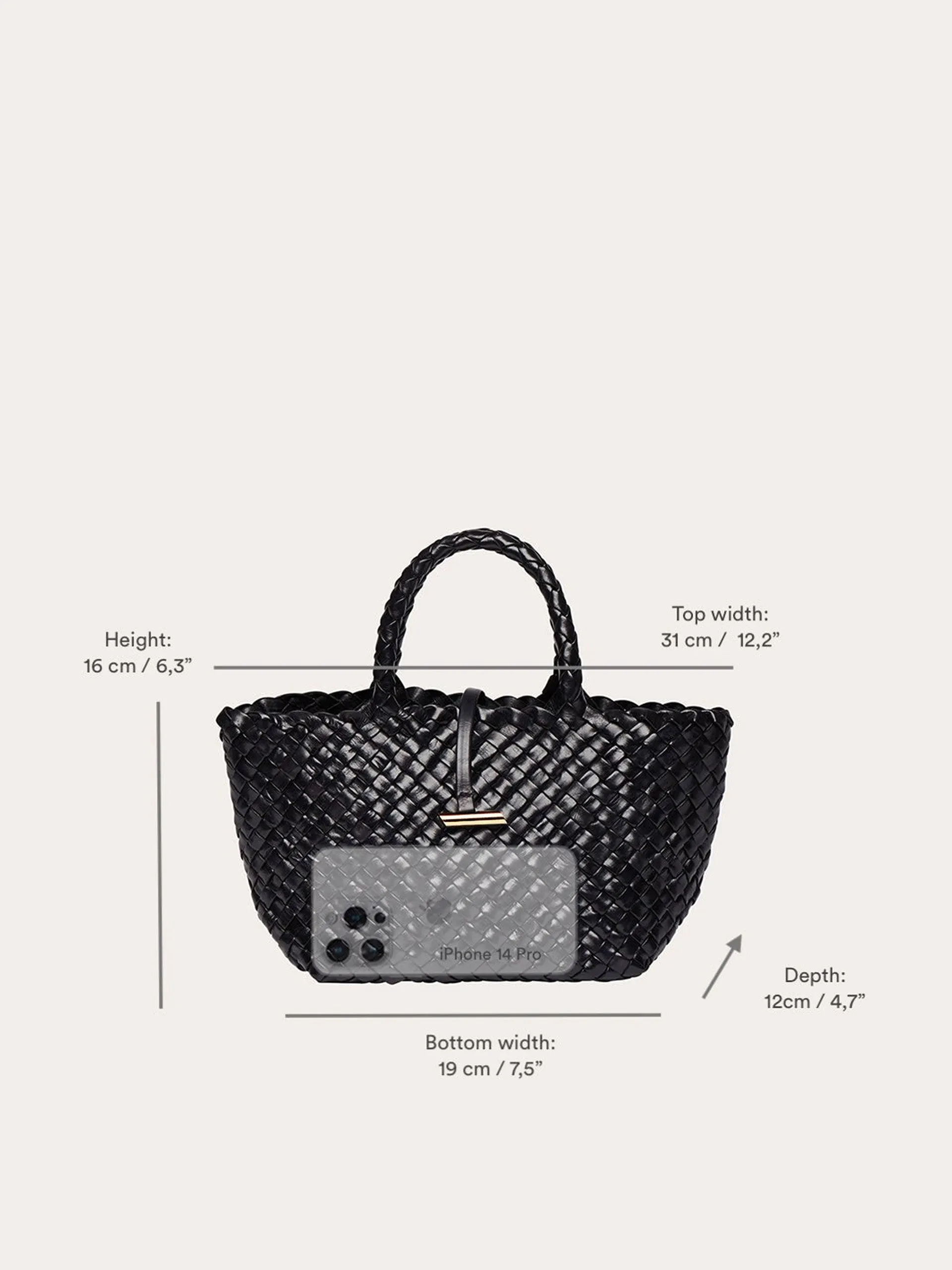 Mini black leather basket bag