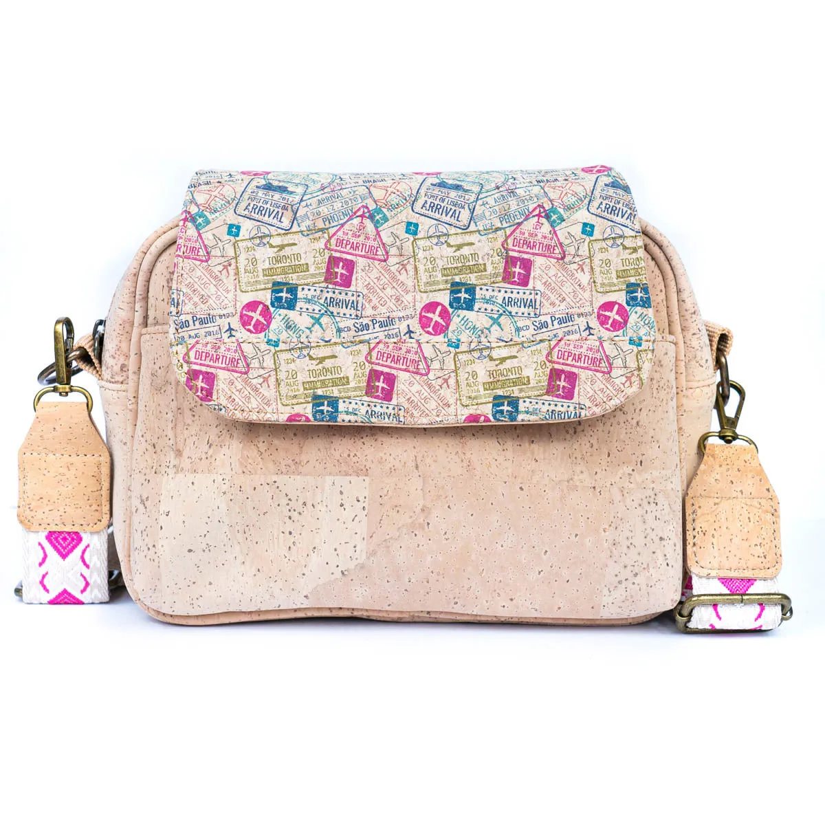 Natural Cork Women's Multi-Pocket Crossbody Bag BAGP-276A