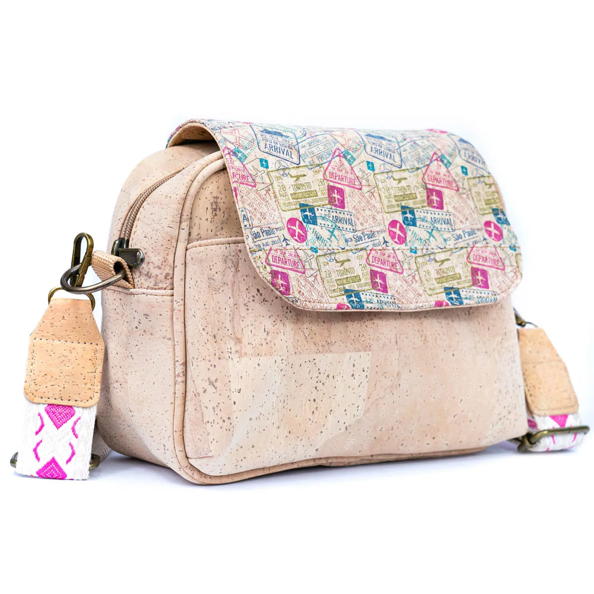 Natural Cork Women's Multi-Pocket Crossbody Bag BAGP-276A