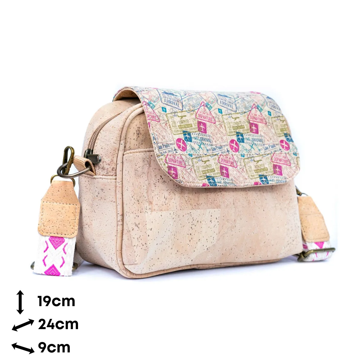 Natural Cork Women's Multi-Pocket Crossbody Bag BAGP-276A