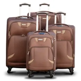 New ACE Best Coffee 4 Wheels Soft Material Lightweight Luggage | 4 Pcs Set 20, 24, 28 and 32 Inches