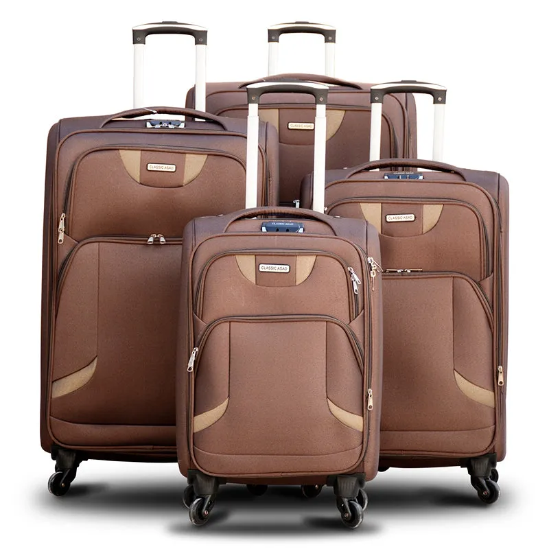 New ACE Best Coffee 4 Wheels Soft Material Lightweight Luggage | 4 Pcs Set 20, 24, 28 and 32 Inches