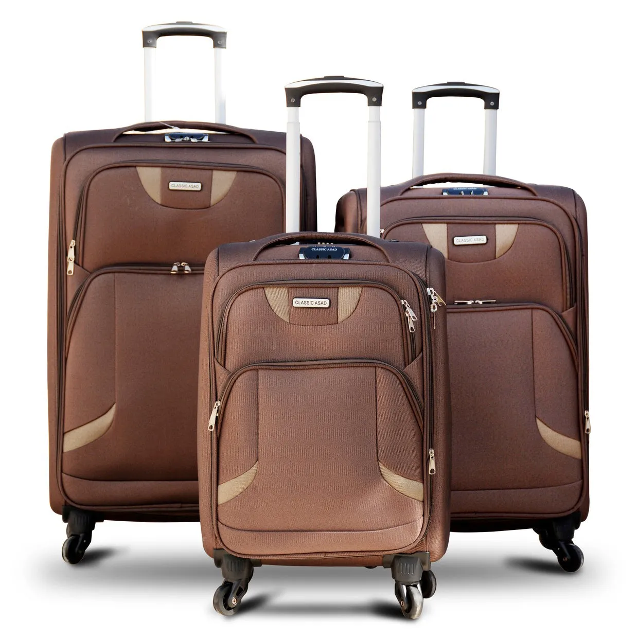 New ACE Best Coffee 4 Wheels Soft Material Lightweight Luggage | 4 Pcs Set 20, 24, 28 and 32 Inches