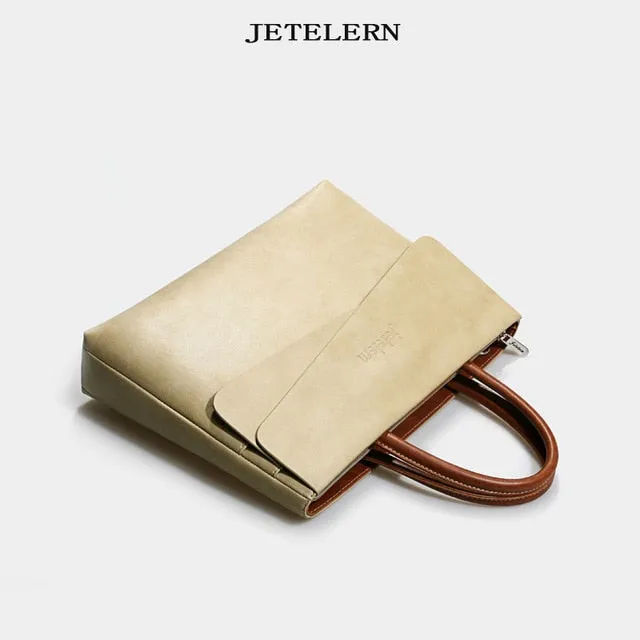 New Genuine Leather Women Briefcase Brand Business Computer Handbag Female Laptop Shoulder Messenger Bag Notebook Crossbody Bags