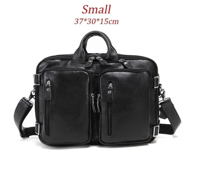 New Natural Cowskin Genuine Leather Men's multifunctional Briefcase Large Capacity Business Shoulder bag 17 Laptop Bag