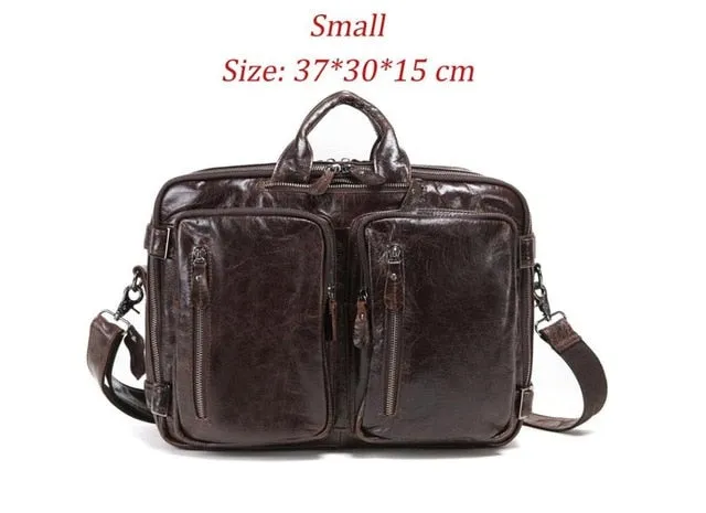 New Natural Cowskin Genuine Leather Men's multifunctional Briefcase Large Capacity Business Shoulder bag 17 Laptop Bag