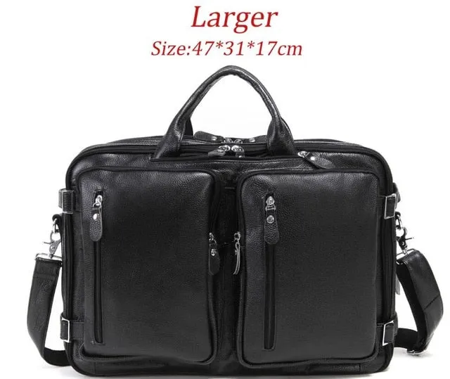 New Natural Cowskin Genuine Leather Men's multifunctional Briefcase Large Capacity Business Shoulder bag 17 Laptop Bag