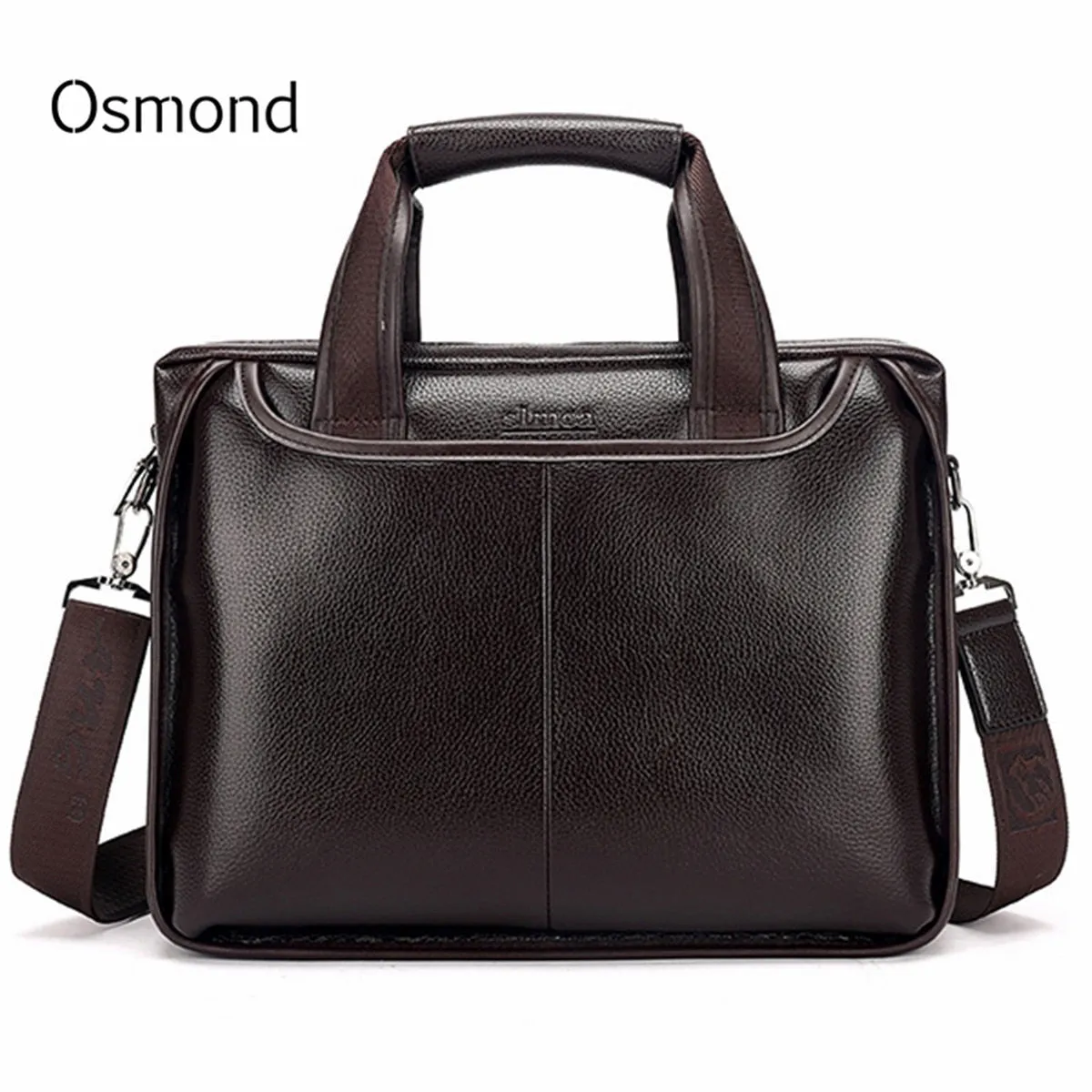 Osmond Genuine Leather Men Briefcase Casual Business Man Shoulder Crossbody Bags Large Capacity Travel Black Messenger Bags New