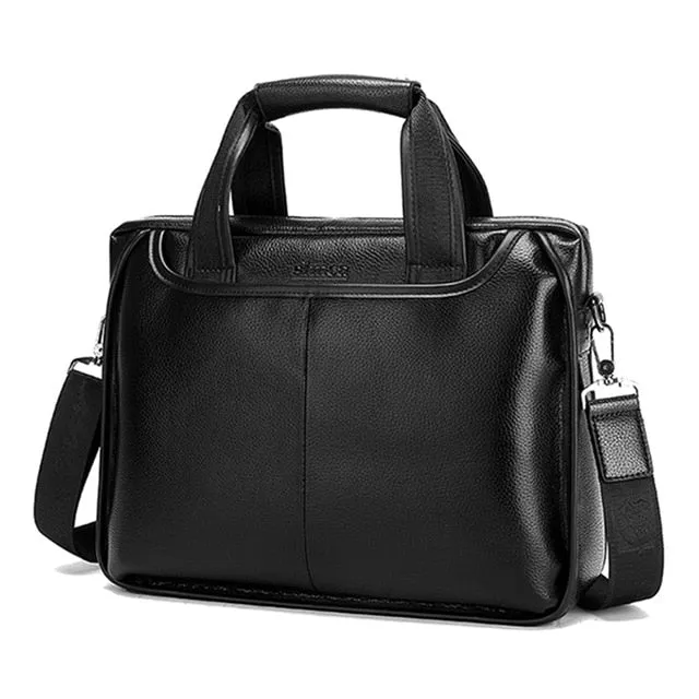 Osmond Genuine Leather Men Briefcase Casual Business Man Shoulder Crossbody Bags Large Capacity Travel Black Messenger Bags New