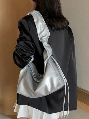 Pleated Solid Color Zipper Handbags