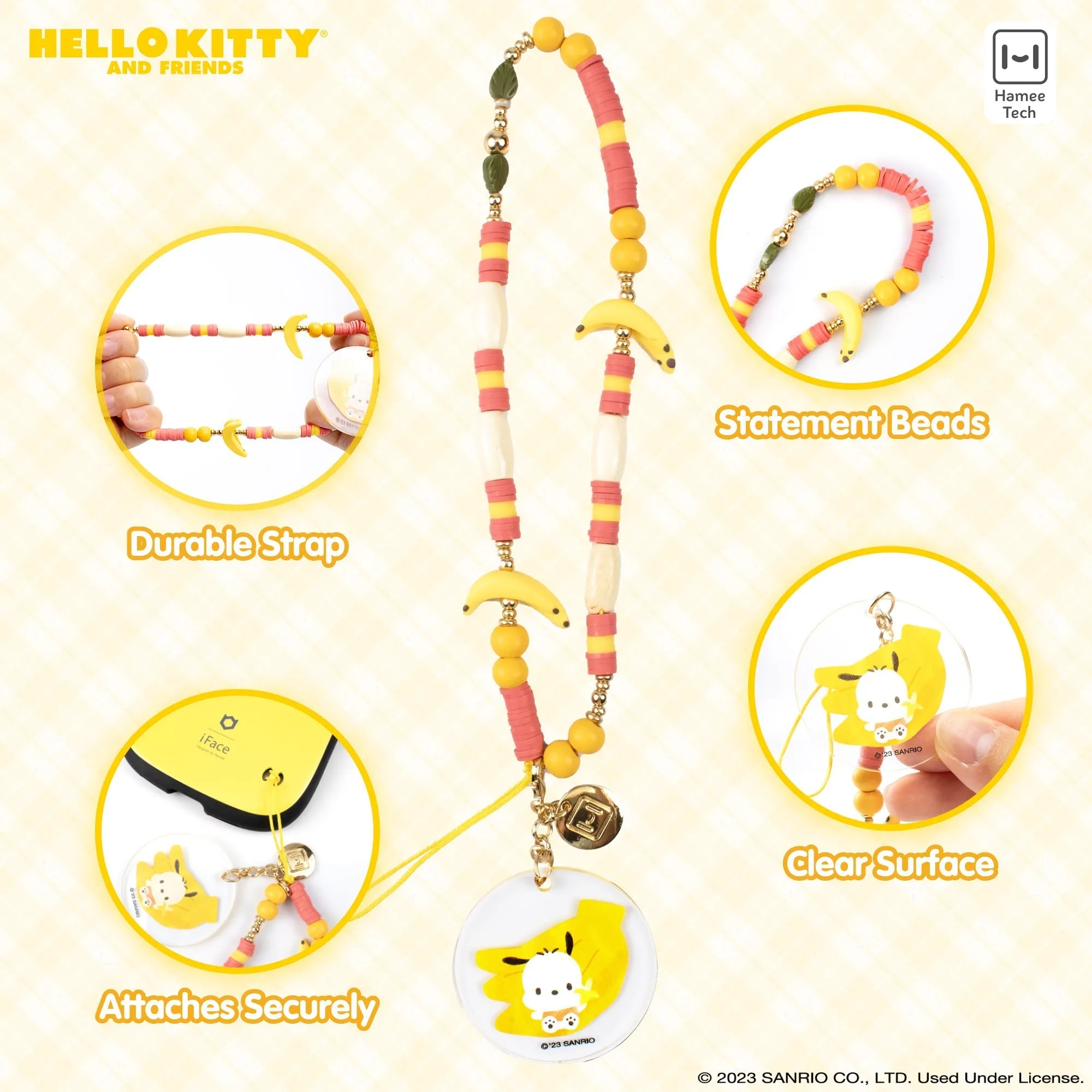 Pochacco Banana Beaded Charm Mobile Phone Wrist Strap