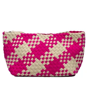 Portofino Plaid Cosmetic Bag in Hibiscus