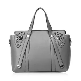PU Leather Rivet Handbag - Gray