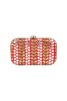 Red Gotapatti Embroidered Box Clutch