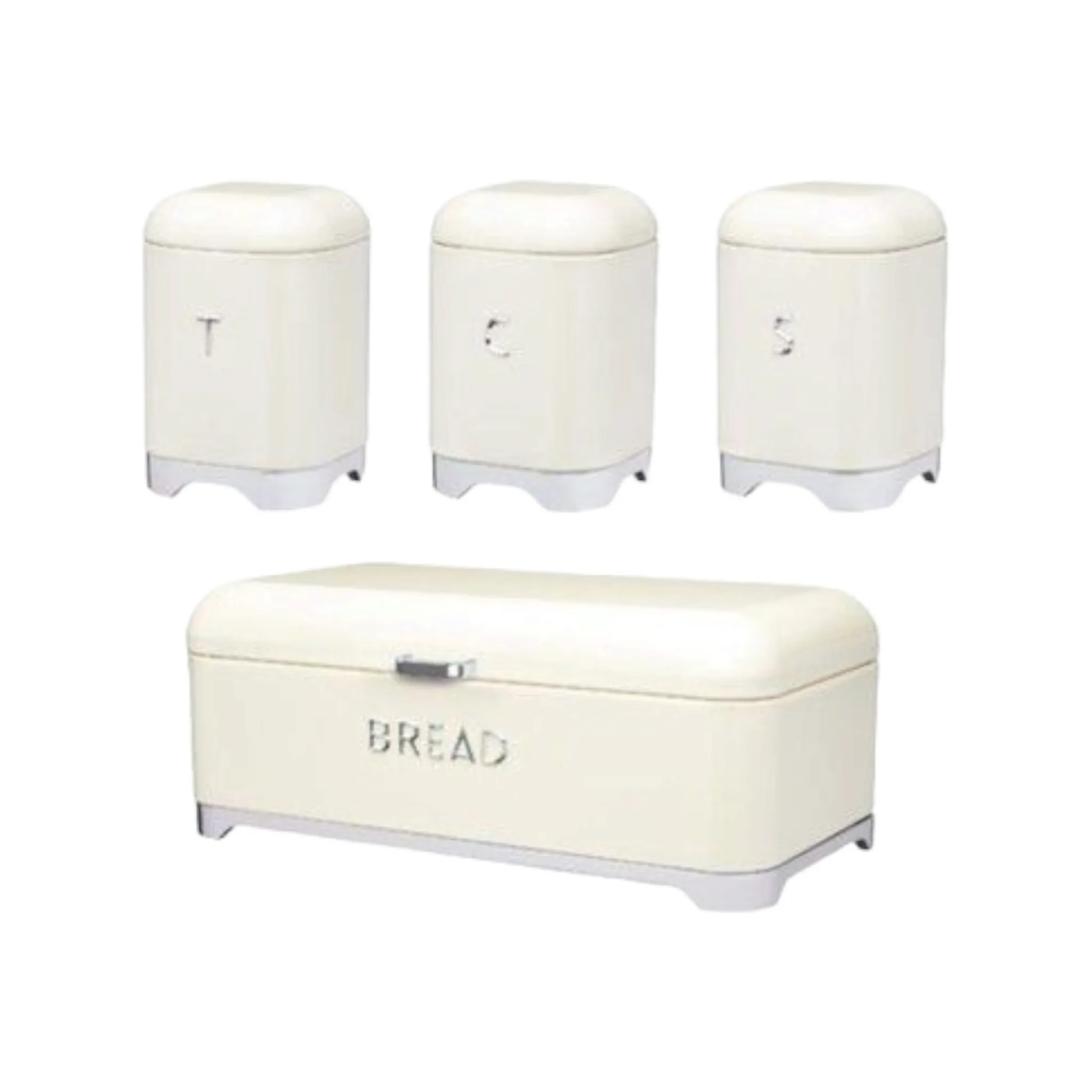 Retro Vintage Bread Bin Cream 3pc Set CH889