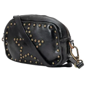 Star Studded Black Leather Crossbody