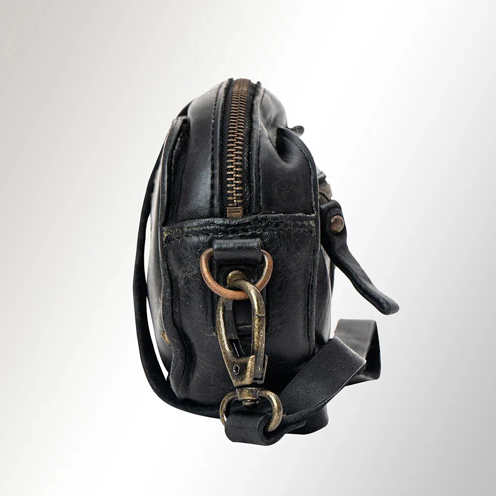 Star Studded Black Leather Crossbody