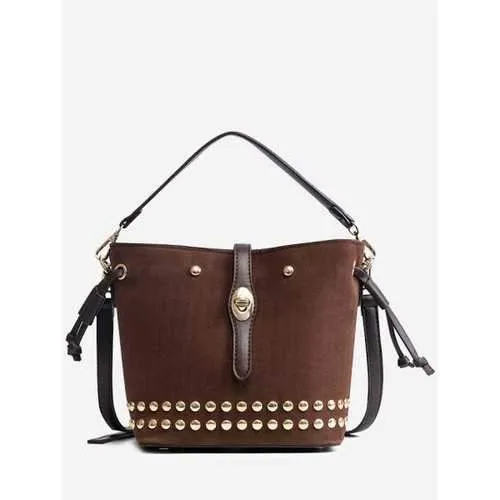 Studded Multipurpose Handbag - Cappuccino