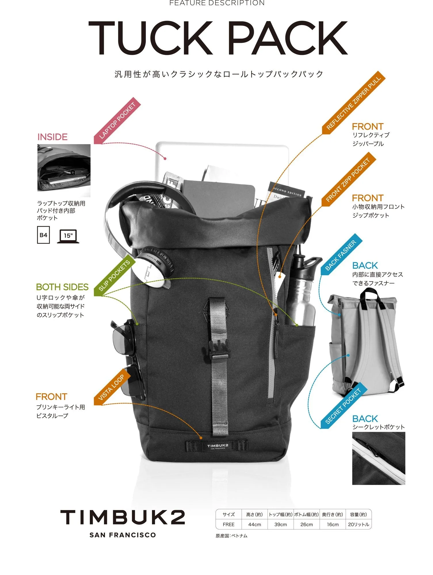 Timbuk2 Unisex Tuck Pack Bag, Element, One Size