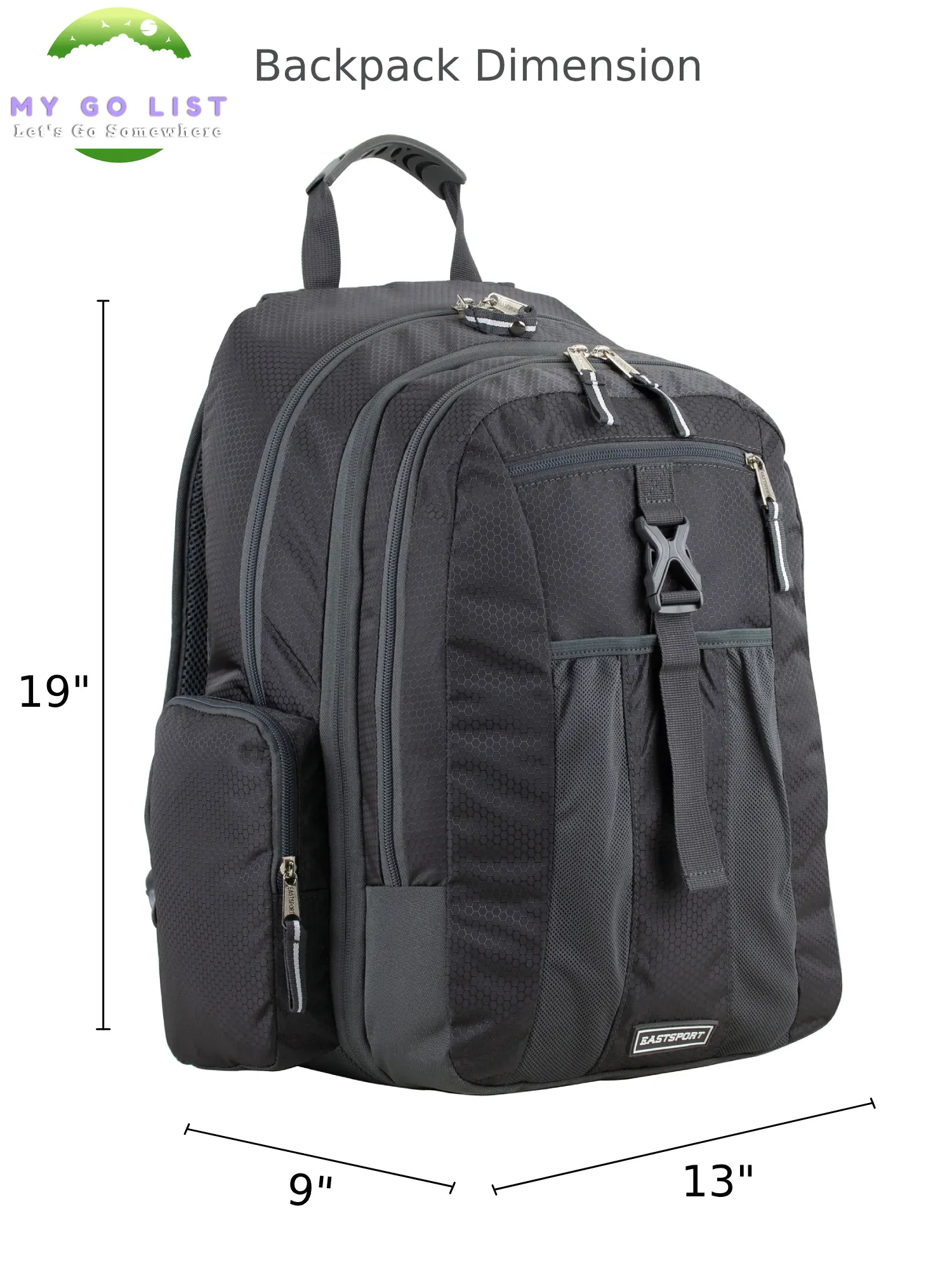 Unisex Premier Expandable Recycled Backpack, Charcoal