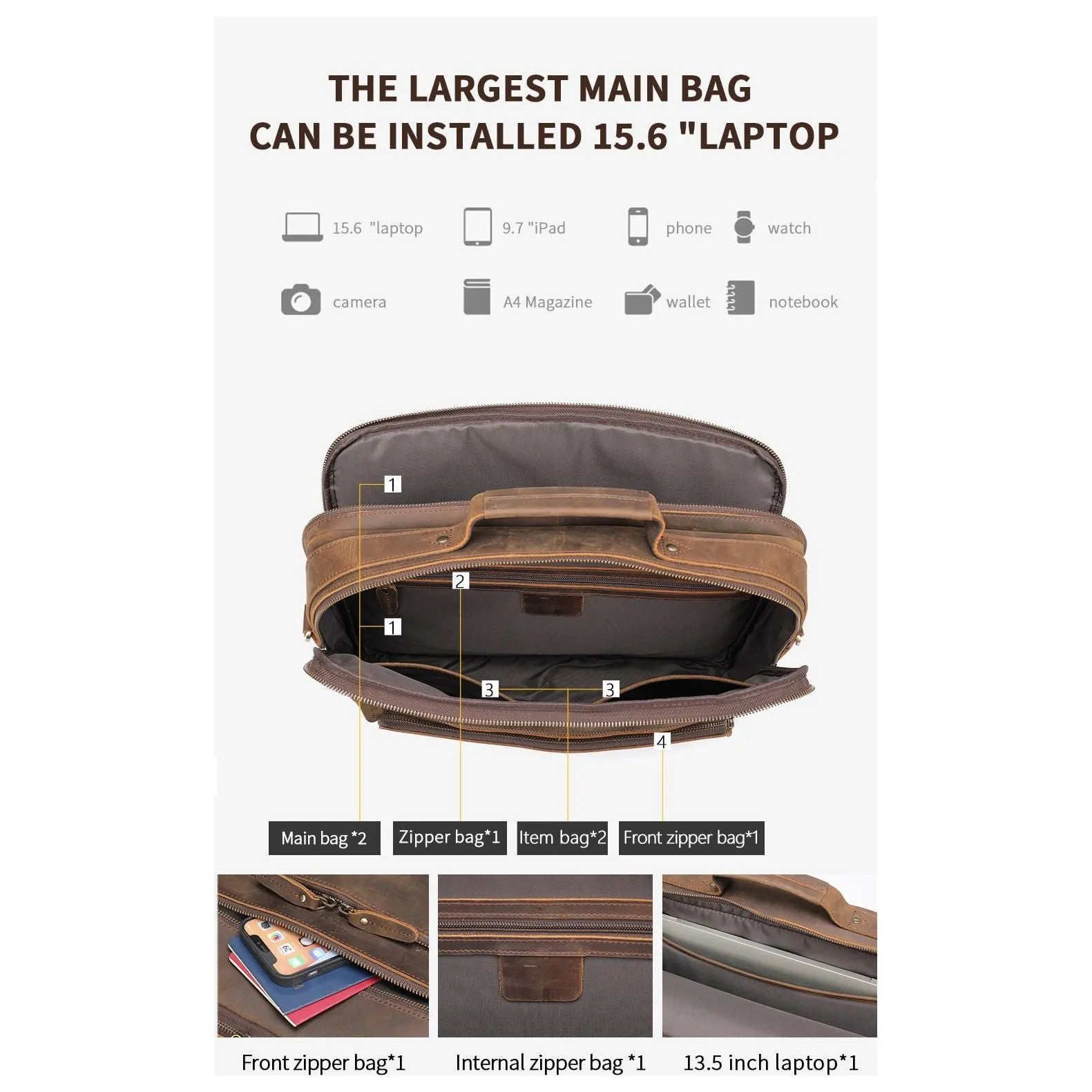 Veltique Office Briefcase Elegance