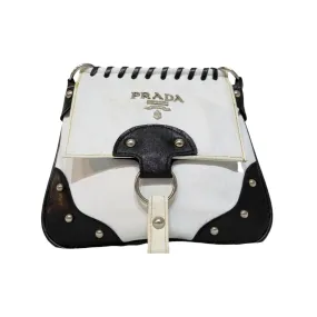 Vintage Two-Tone Prada Milano Shoulder Bag (Cream and Black)
