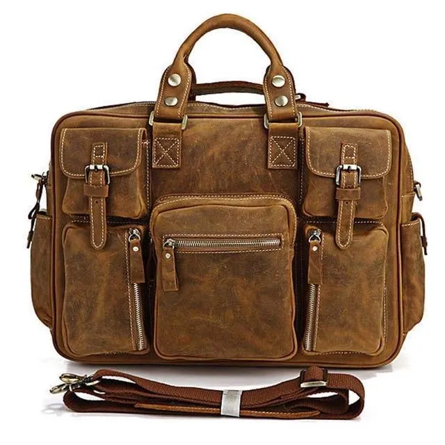 Woosir Vintage Leather Briefcase for Men