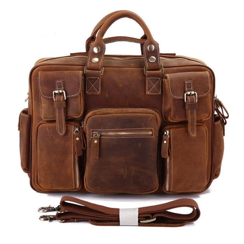 Woosir Vintage Leather Briefcase for Men