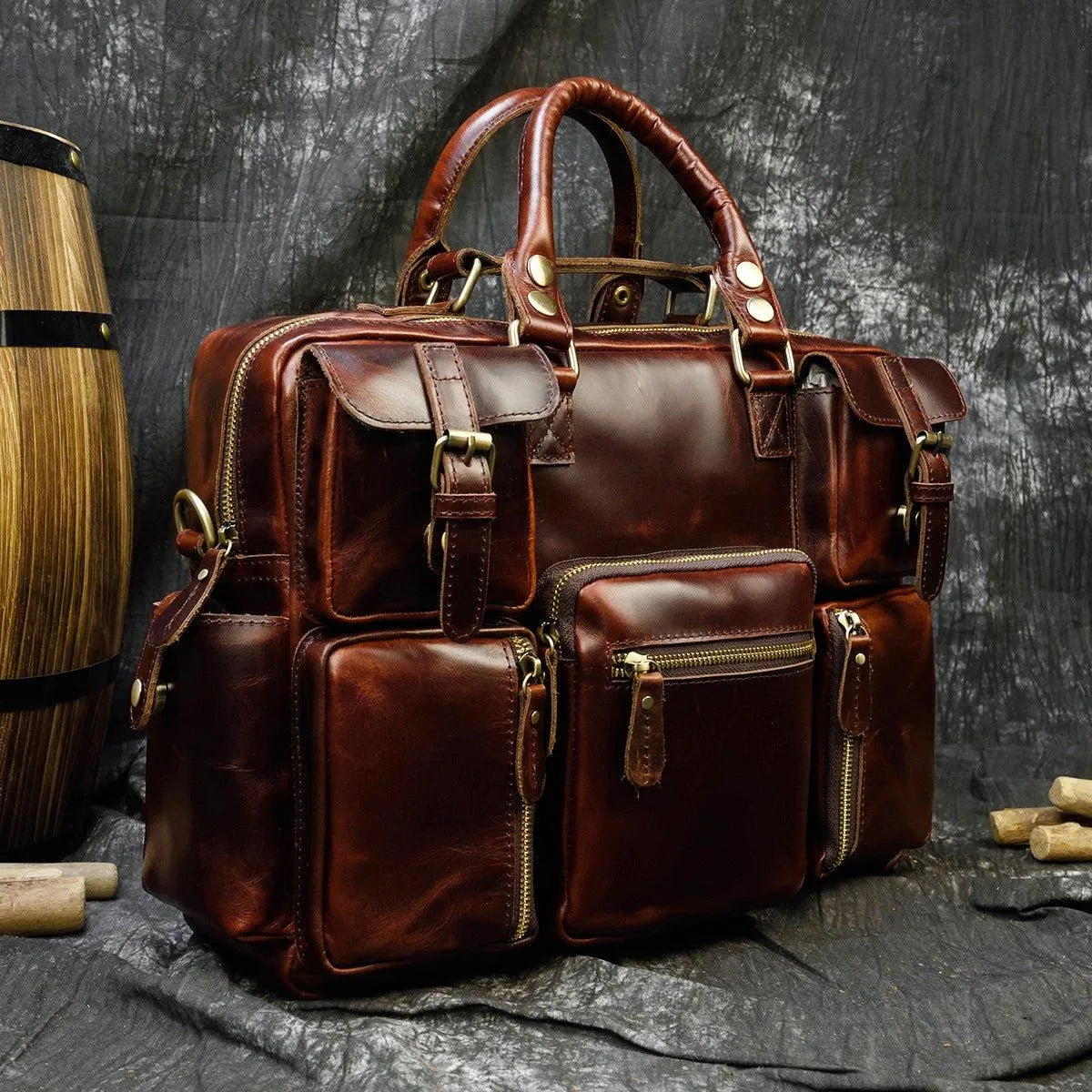Woosir Vintage Leather Briefcase for Men